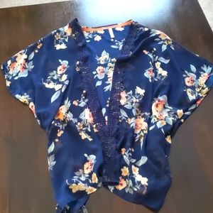 Sheer flowered kimono